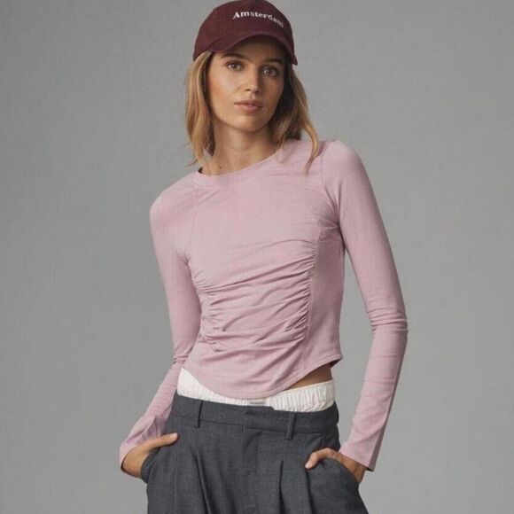 Anthropologie Tops - NWOT Daily Practice by Anthropologie Fitted Scoop-Neck Top Pink Mauve Size XS